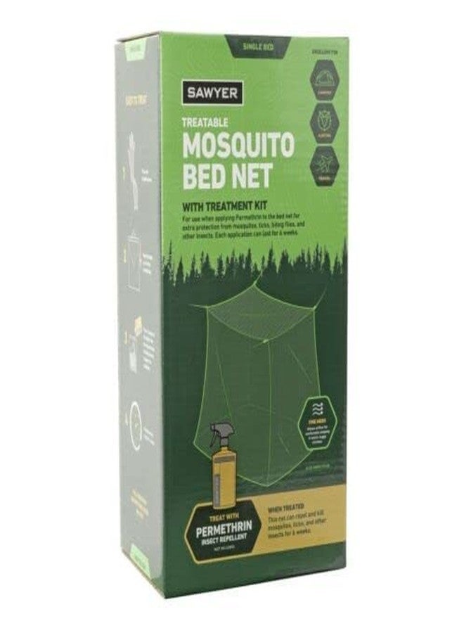 SAWYER Mosquito Bed Net Single Bed (Camping , Hunting , Travel) Better Visibility w/ Dark Color Netting Fine Mesh - Image 1